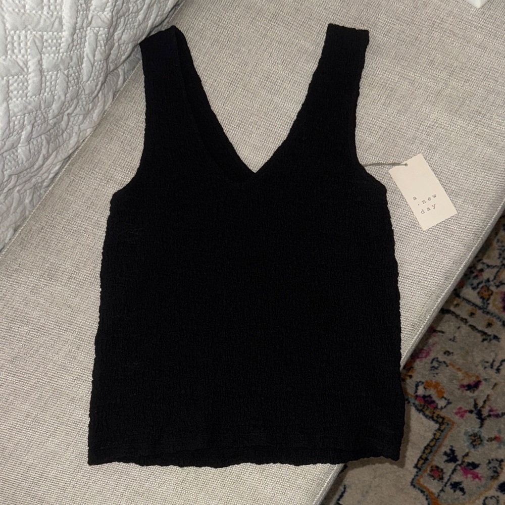 A New Day Women's Black Textured Tank Top